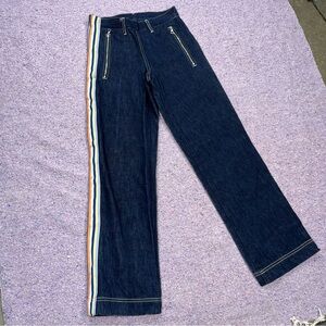 Bristol Studios Women's Selvedge Dark Wash Jeans With Side Snaps/Ribbon Size 0